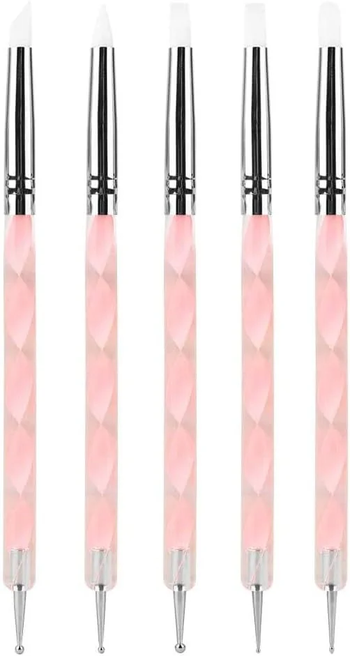 ابزارهای مجسمه سازی خاک رس XYJPCCSculpey، مجموعه 5 عددی ابزار مجسمه سازی خاک رس، ابزارهای سفالگری با طراحی دو سر برای نقش برجسته، مجسمه سازی خاک رس، طراحی ناخن، صورتی