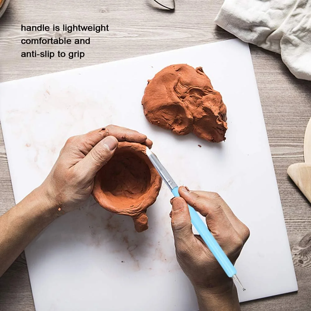 ست ابزار مجسمه سازی رسی 5 عددی، ست ابزار نقطه گذاری هنری، خاک رس مومی فولاد ضد زنگ دو طرفه برای صنایع دستی هنری