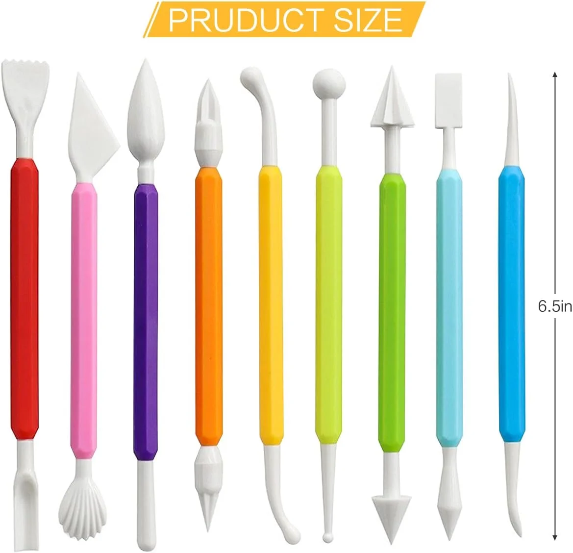 ابزار سفالگری Jepeux، ست 9 تکه ای مجسمه سازی پلاستیکی دو سر، کیت سفالگری برای حکاکی، حالت دهی، برجسته سازی، مناسب برای مبتدیان