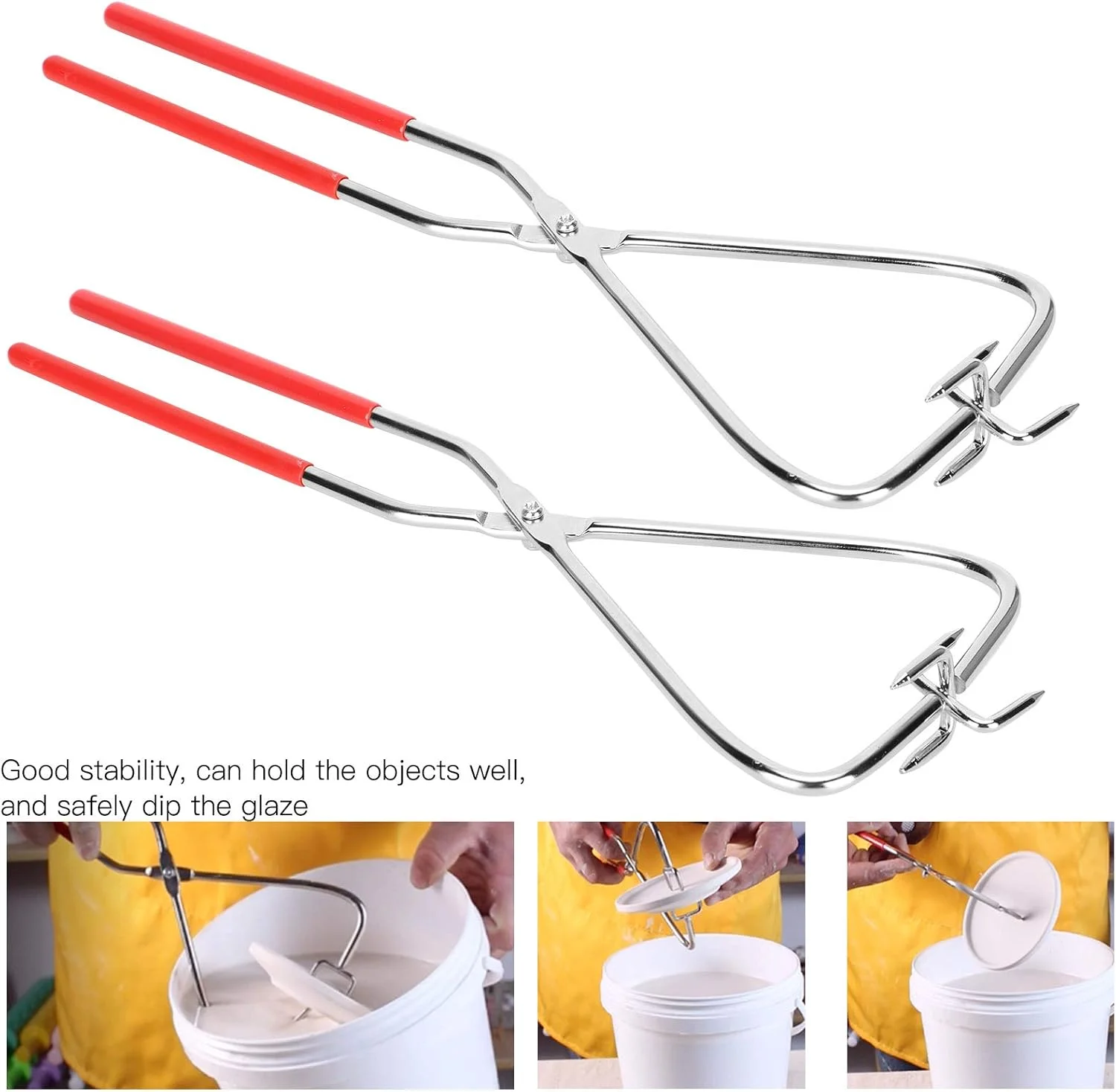 انبرهای غوطه وری ابزار لعاب کاری، 2 عدد انبر غوطه وری ابزار سفالگری انبر مجسمه سازی خاک رس فولاد ضد زنگ با انبردست دسته دار