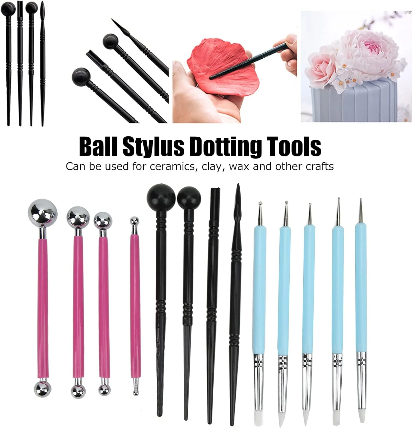 ابزار مجسمه سازی، ست ابزار مجسمه سازی خاک رس مدل سازی پلاستیکی سیلیکونی مقاوم در برابر سایش از جنس استنلس استیل برای صنایع دستی DIY برای سفالگری برای مجسمه سازی