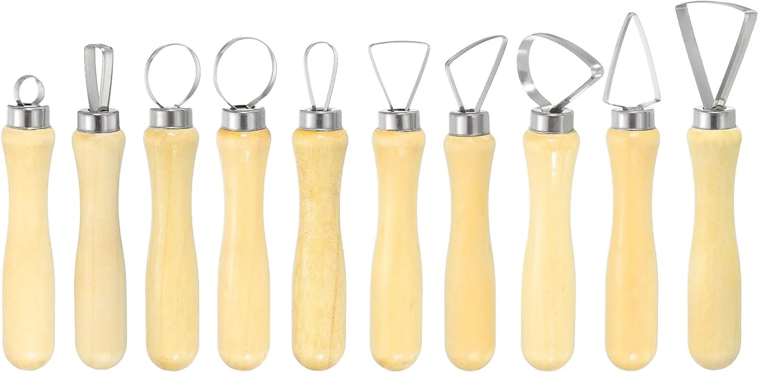 مجموعه 10 عددی ابزار مجسمه سازی سفالی هرفینگتون، دسته چوبی، سر استیل ضد زنگ، کیت مدل سازی صنایع دستی، مجموعه حکاکی، پیرایش سفال برای شکل دادن، برش، تزئین و برجسته سازی