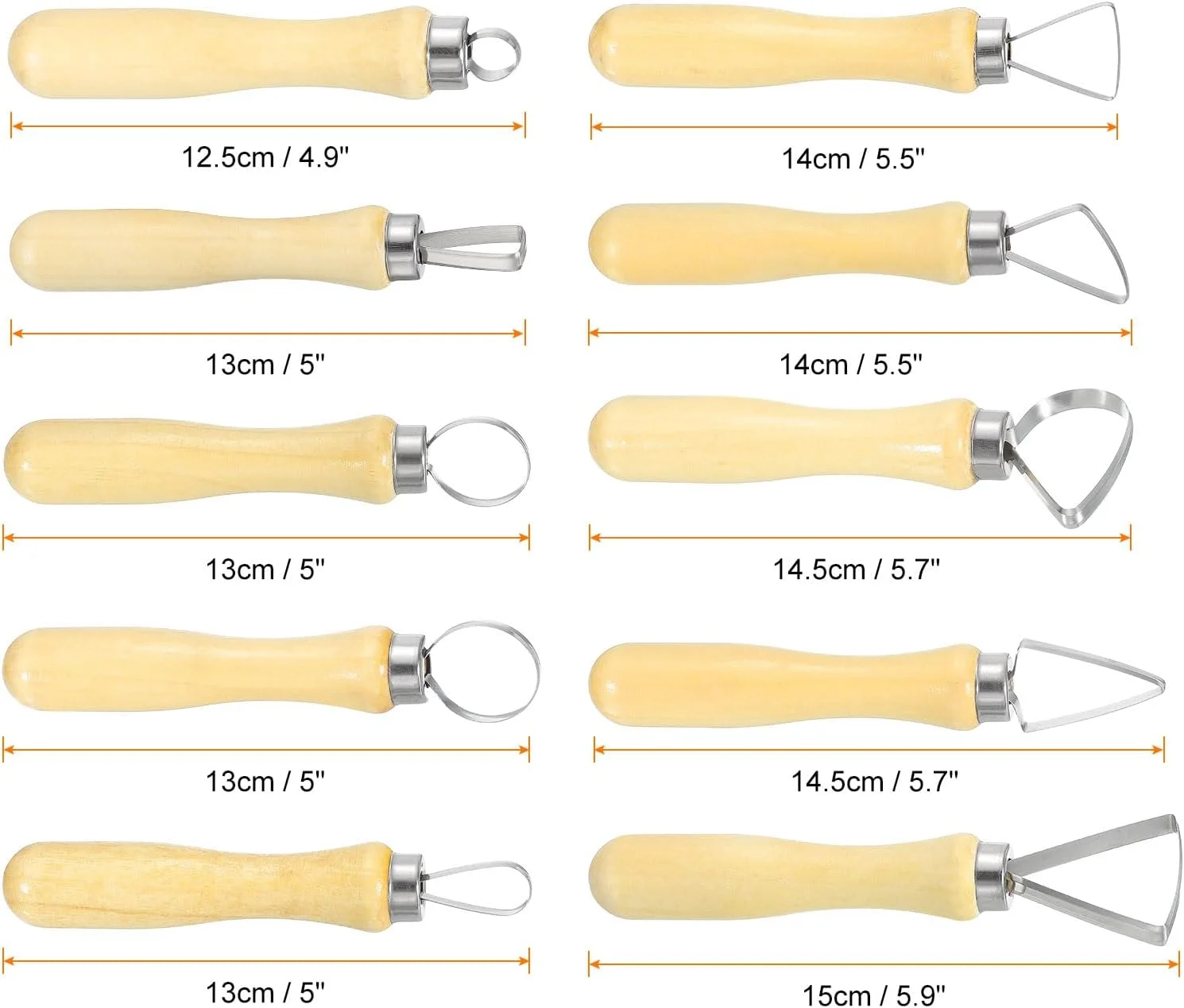 مجموعه 10 عددی ابزار مجسمه سازی سفالی هرفینگتون، دسته چوبی، سر استیل ضد زنگ، کیت مدل سازی صنایع دستی، مجموعه حکاکی، پیرایش سفال برای شکل دادن، برش، تزئین و برجسته سازی