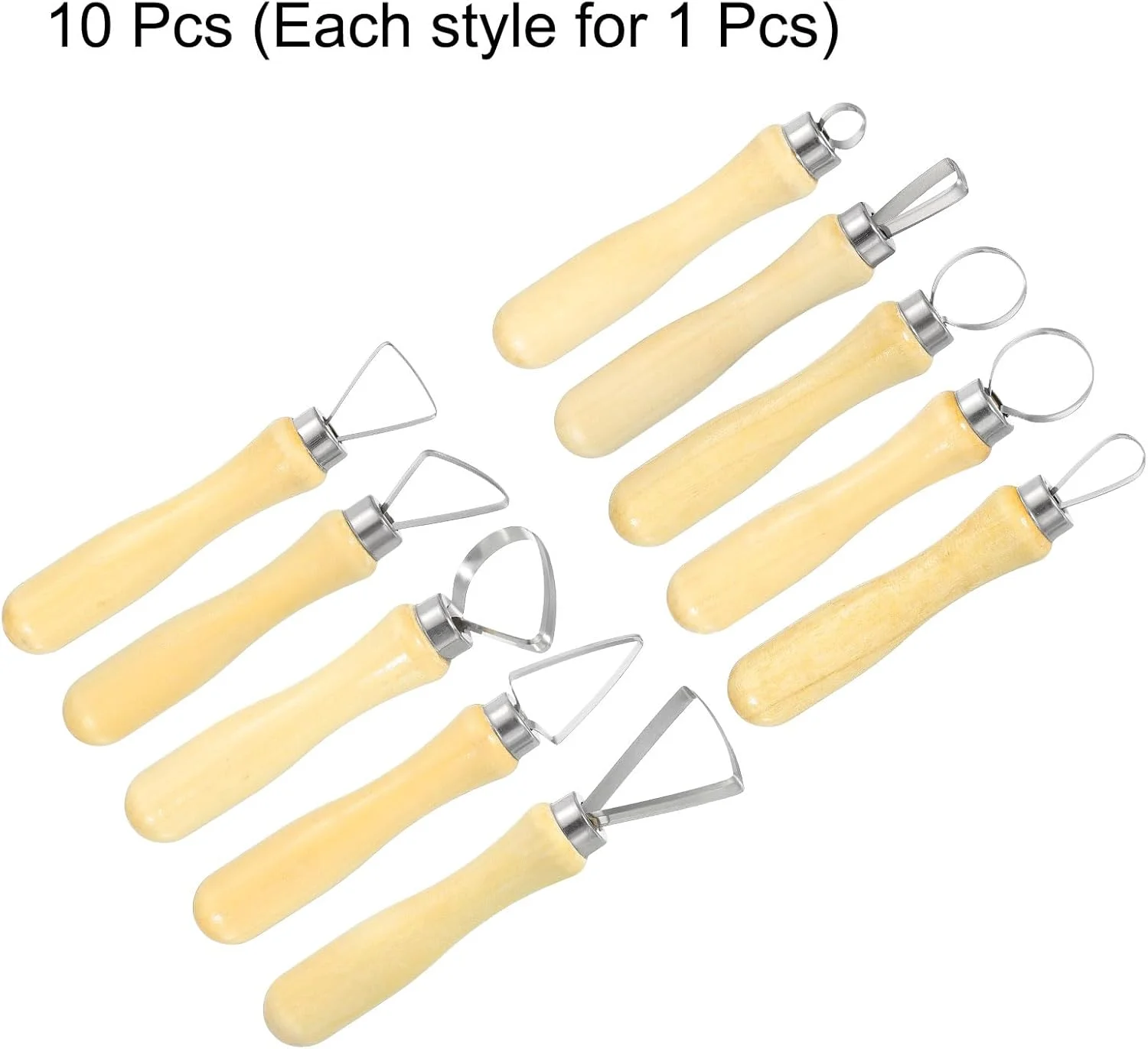 مجموعه 10 عددی ابزار مجسمه سازی سفالی هرفینگتون، دسته چوبی، سر استیل ضد زنگ، کیت مدل سازی صنایع دستی، مجموعه حکاکی، پیرایش سفال برای شکل دادن، برش، تزئین و برجسته سازی