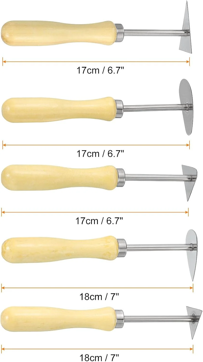 ست 5 عددی ابزار مجسمه سازی سفالی HARFINGTON با دسته چوبی و سر نوک تیز استیل ضد زنگ، مناسب برای مدل سازی، حکاکی، پیرایش، شکل دهی، برش، تزئین و برجسته سازی