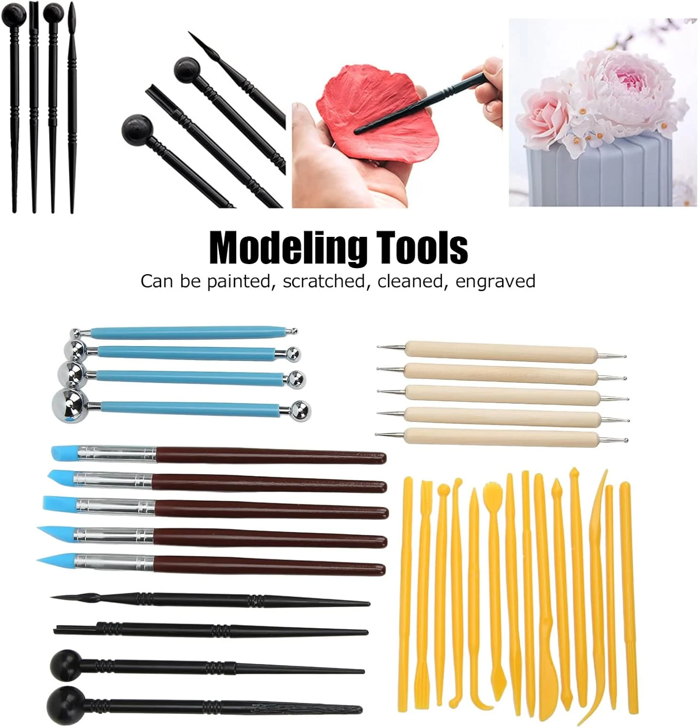 مجموعه ابزار مجسمه سازی خاک رس GDJbnyu، مجموعه ابزار آبپاش، کاربرد دستی DIY، 33 قطعه