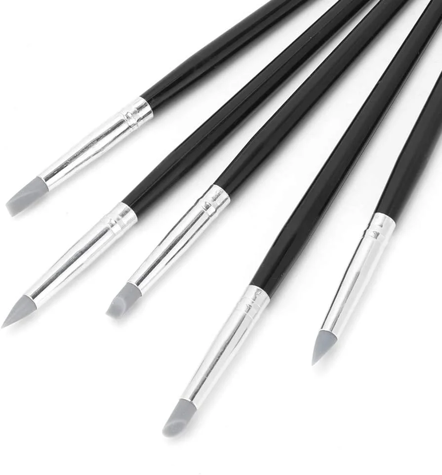 ست 5 عددی ابزار مجسمه سازی خاک رس، ابزار جانبی مجسمه سازی با سر سیلیکونی ست 5 عددی ابزار مجسمه سازی خاک رس، ابزار جانبی مجسمه سازی با سر سیلیکونی