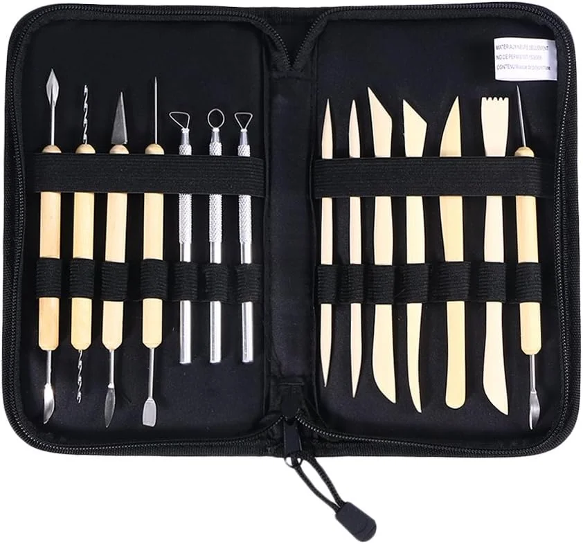 ست ابزار 14 عددی حرفه ای مجسمه سازی سفالی فلزی چوبی برای دکوراسیون منزل