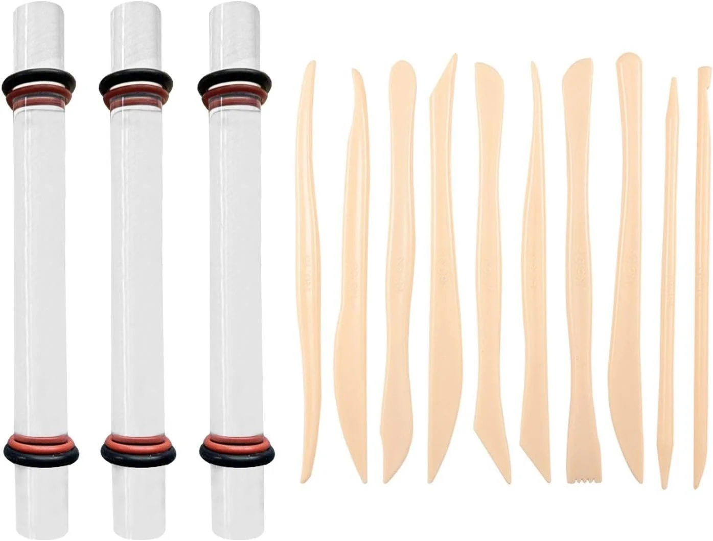 مجموعه 3 عددی میله های اکریلیک رُس VEHYEGOI و 10 عددی ابزار سفالگری پلاستیکی، ابزار حکاکی، لوازم جانبی دست ساز DIY کودکان، ابزار آموزشی سرامیک