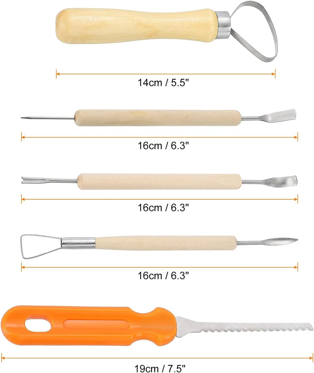 ست ابزار مجسمه سازی خمیر هارفینگتون 5 عددی، دسته چوبی، استیل ضد زنگ، دو سر، کیت مدل سازی صنایع دستی، حکاکی سفال، پیرایش برای شکل دادن، برش، تزئین و برجسته سازی