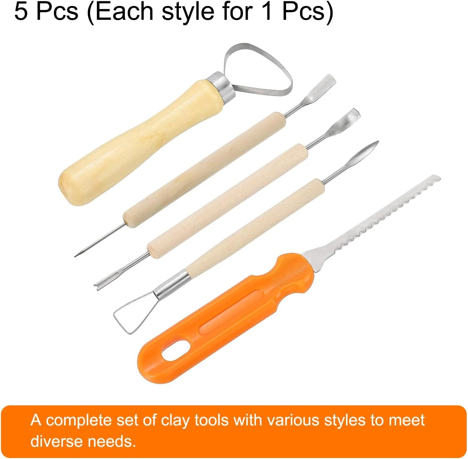 ست ابزار مجسمه سازی خمیر هارفینگتون 5 عددی، دسته چوبی، استیل ضد زنگ، دو سر، کیت مدل سازی صنایع دستی، حکاکی سفال، پیرایش برای شکل دادن، برش، تزئین و برجسته سازی