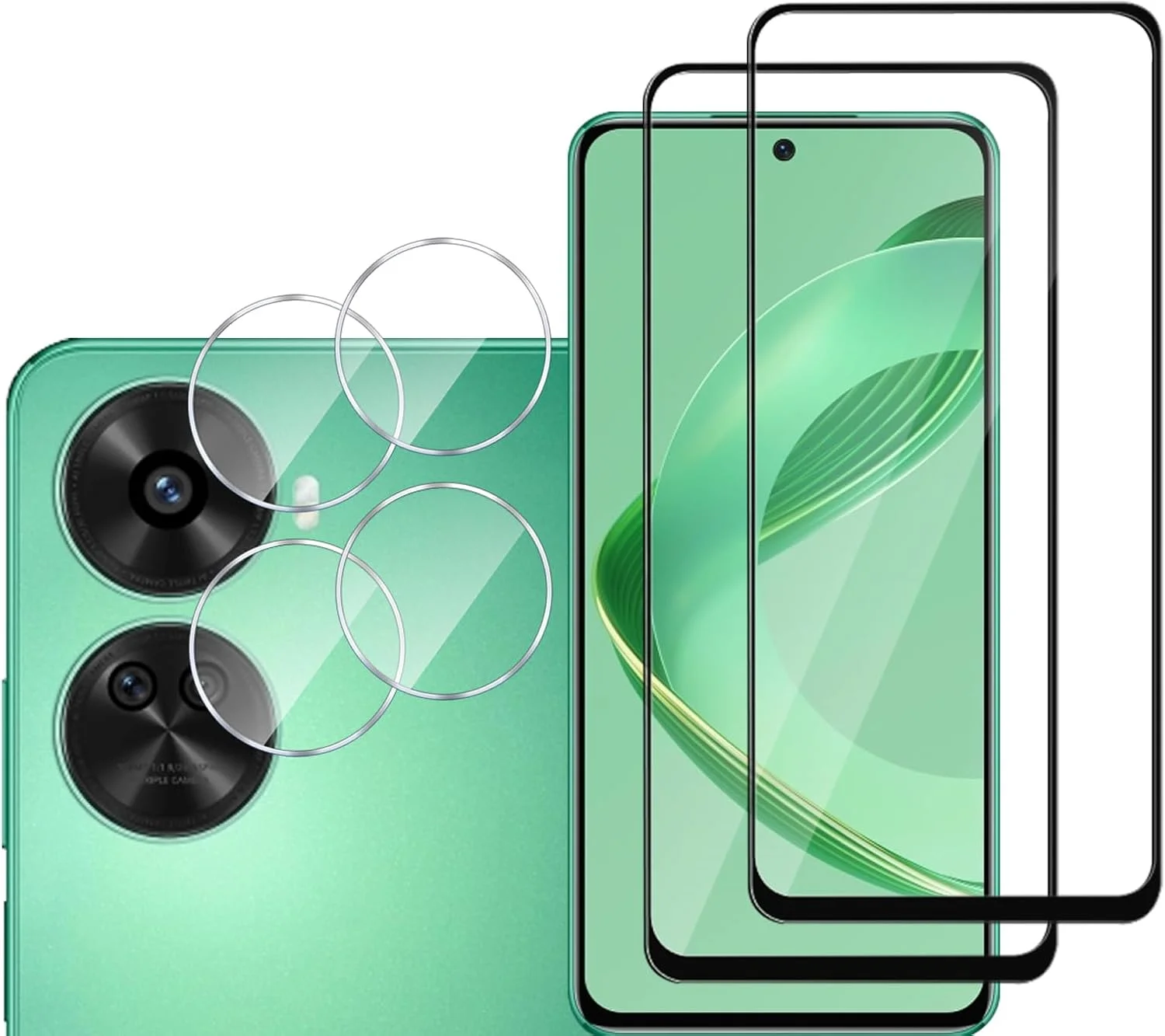 GMUJIAO [بسته 2+2] سازگار با هوآوی نوا 11 SE، محافظ صفحه نمایش شیشه ای حرارت دیده و محافظ لنز دوربین، فیلم شیشه ای حرارت دیده HD تمام صفحه [ضد خرد شدن] - مشکی