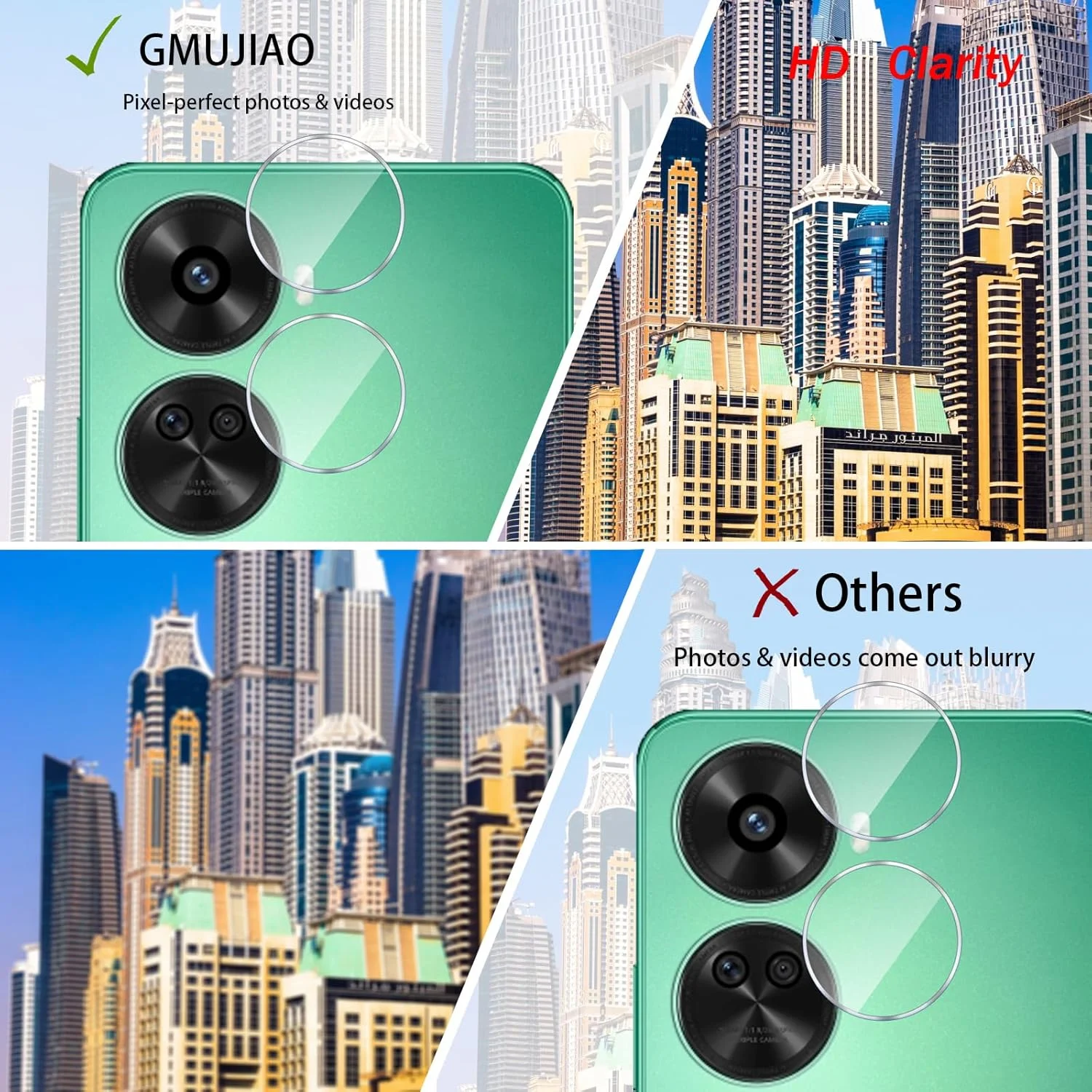 GMUJIAO [بسته 2+2] سازگار با هوآوی نوا 11 SE، محافظ صفحه نمایش شیشه ای حرارت دیده و محافظ لنز دوربین، فیلم شیشه ای حرارت دیده HD تمام صفحه [ضد خرد شدن] - مشکی