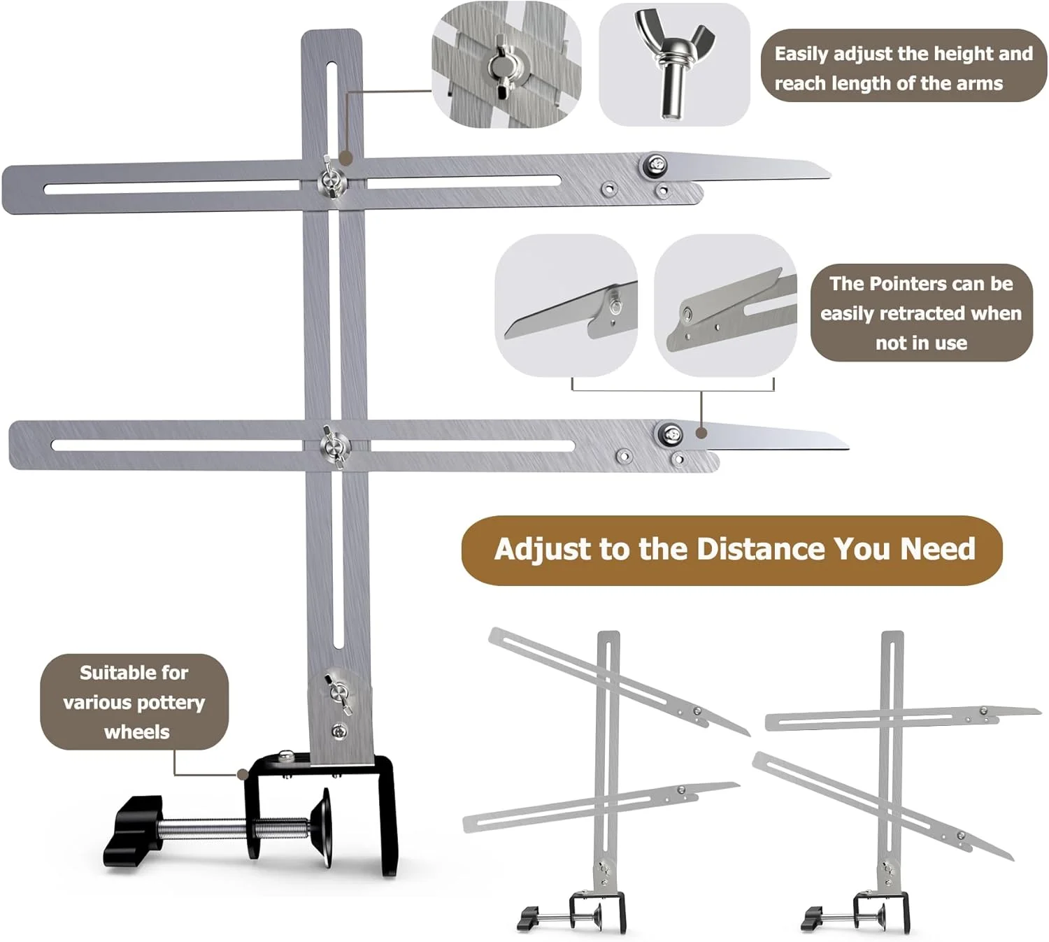 ابزار اندازه گیری ارتفاع سفالگری DAFENCHI، ابزار اندازه گیری ارتفاع سفالگری با گیره، گیره اندازه گیری سفالگری، ابزار سفالگری سرامیکی برای ساخت اشکال تکراری