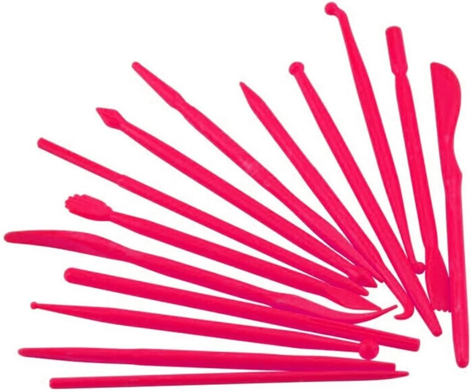 مجموعه 14 عددی ابزار مدل سازی خمیر مجسمه سازی پلاستیکی yueton برای شکل دادن و مجسمه سازی (صورتی داغ)