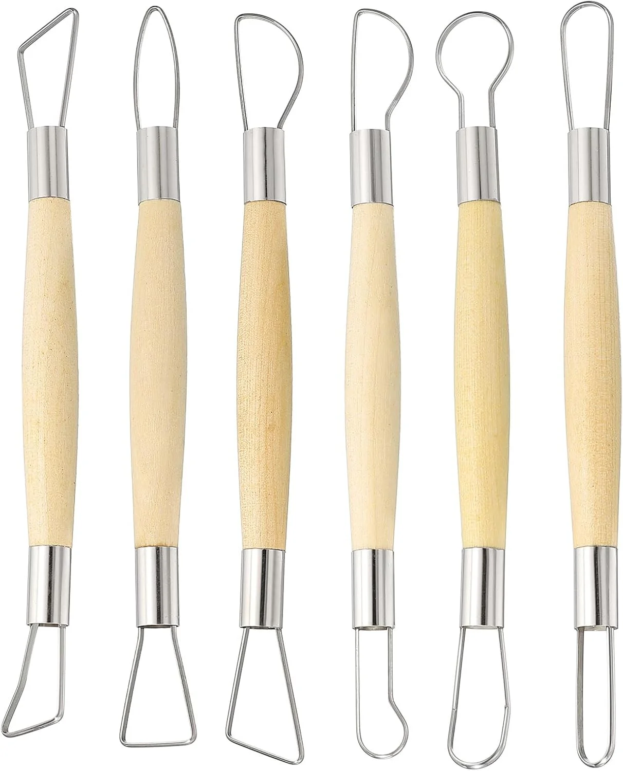 ست ابزار مجسمه سازی رسی هارفرینگتون 6 عددی، دسته چوبی، استیل ضد زنگ، دو سر، کیت مدل سازی صنایع دستی، حکاکی سفال، پیرایش برای شکل دادن، برش، تزئین و برجسته سازی ست ابزار مجسمه سازی رسی هارفرینگتون 6 عددی، دسته چوبی، استیل ضد زنگ، دو سر، کیت مدل سازی صنایع دستی، حکاکی سفال، پیرایش برای شکل دادن، برش، تزئین و برجسته سازی