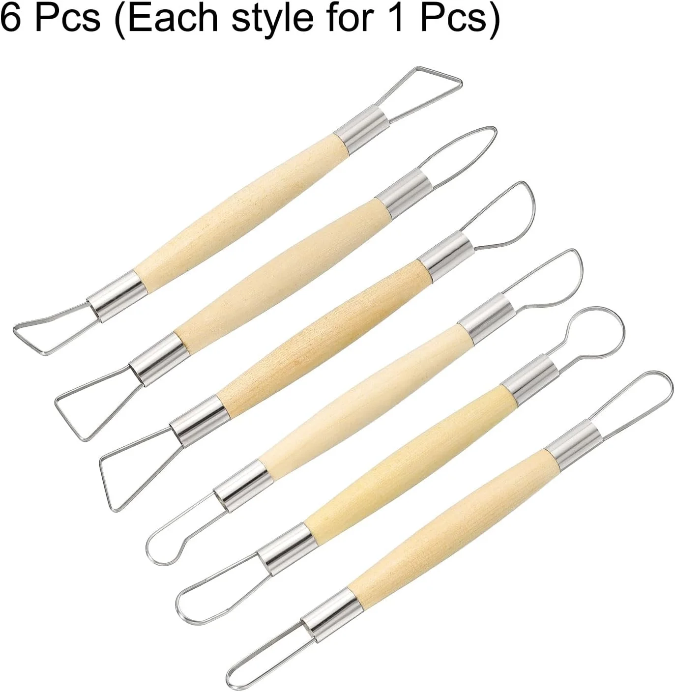 ست ابزار مجسمه سازی رسی هارفرینگتون 6 عددی، دسته چوبی، استیل ضد زنگ، دو سر، کیت مدل سازی صنایع دستی، حکاکی سفال، پیرایش برای شکل دادن، برش، تزئین و برجسته سازی