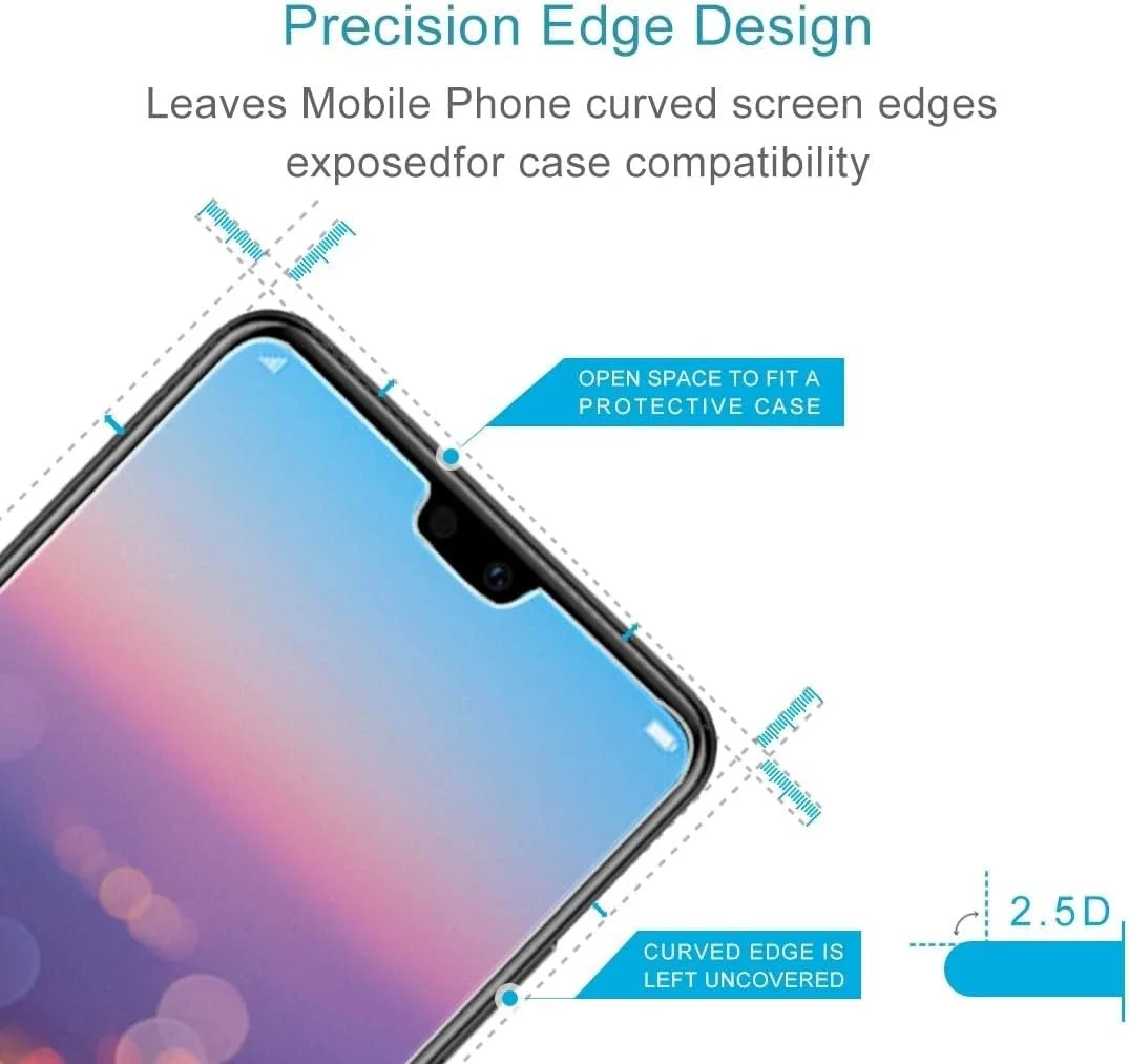 محافظ صفحه نمایش شیشه ای 50 عددی برای گوشی هوآوی P20، ضخامت 0.26 میلی متر، سختی سطح 9H، شیشه حرارت دیده ضد انفجار 2.5D، لوازم جانبی تلفن همراه، بدون بسته بندی خرده فروشی
