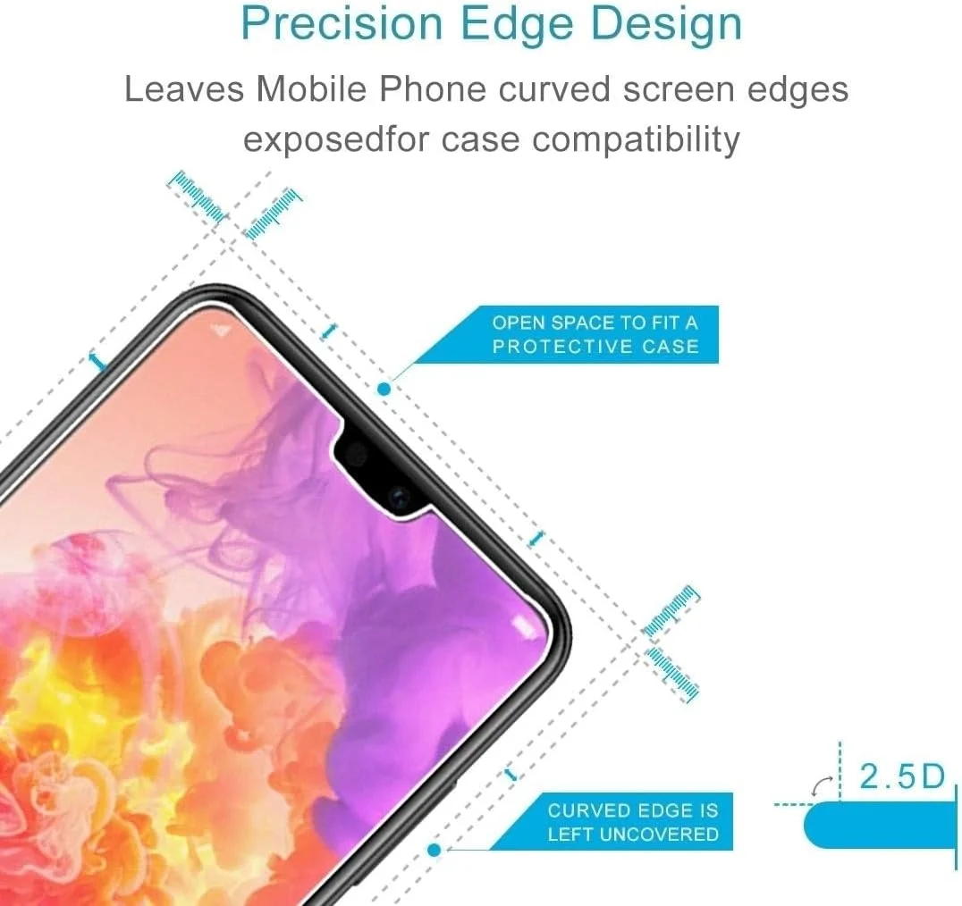 محافظ صفحه نمایش شیشه ای 2 عددی برای گوشی هواوی P20 Pro، ضخامت 0.26 میلی متر، سختی سطح 9H، مقاوم در برابر انفجار، لوازم جانبی تلفن همراه