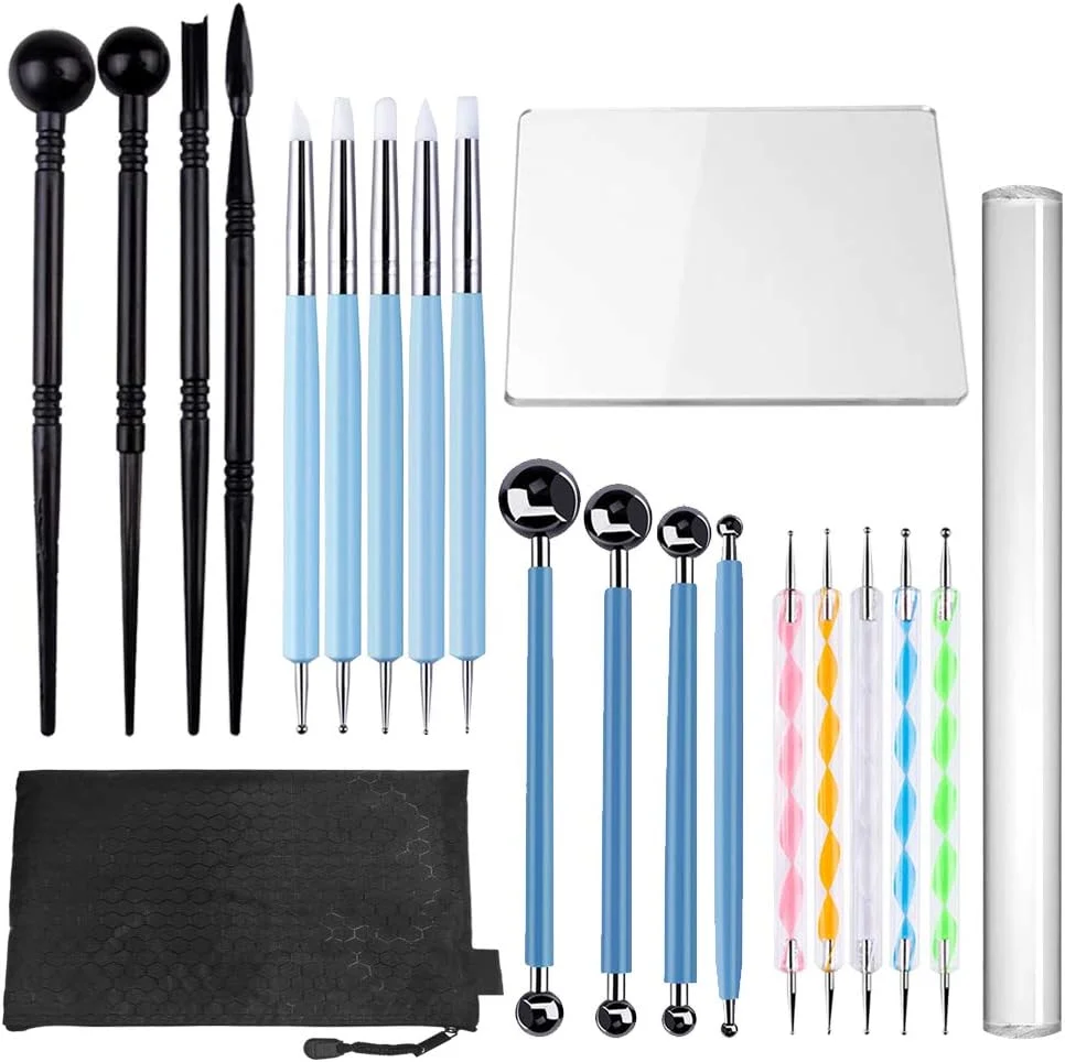 مجموعه 20 عددی ابزار مجسمه سازی خمیر پلیمری SENHAI، ابزار نقطه گذاری، ابزار فرورفتگی خمیر سرامیکی برای مجسمه سازی سفال، نقاشی روی سنگ، برجسته سازی حکاکی هنری و طراحی ناخن، شامل یک کیف حمل مجموعه 20 عددی ابزار مجسمه سازی خمیر پلیمری SENHAI، ابزار نقطه گذاری، ابزار فرورفتگی خمیر سرامیکی برای مجسمه سازی سفال، نقاشی روی سنگ، برجسته سازی حکاکی هنری و طراحی ناخن، شامل یک کیف حمل