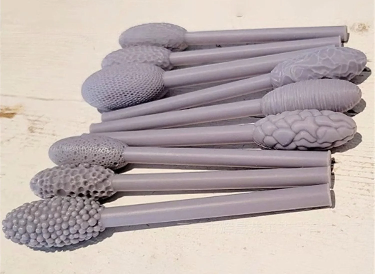 ست ابزار بافت دهی برای هنر سفالگری، 9 عدد ابزار بافت دهی سفالی طرح بیضی شکل، غلتک بافت دهی تک سر از جنس پلیمر برای دوستداران سفالگری، کیت غلتک های مدل سازی سفال (2 ست)