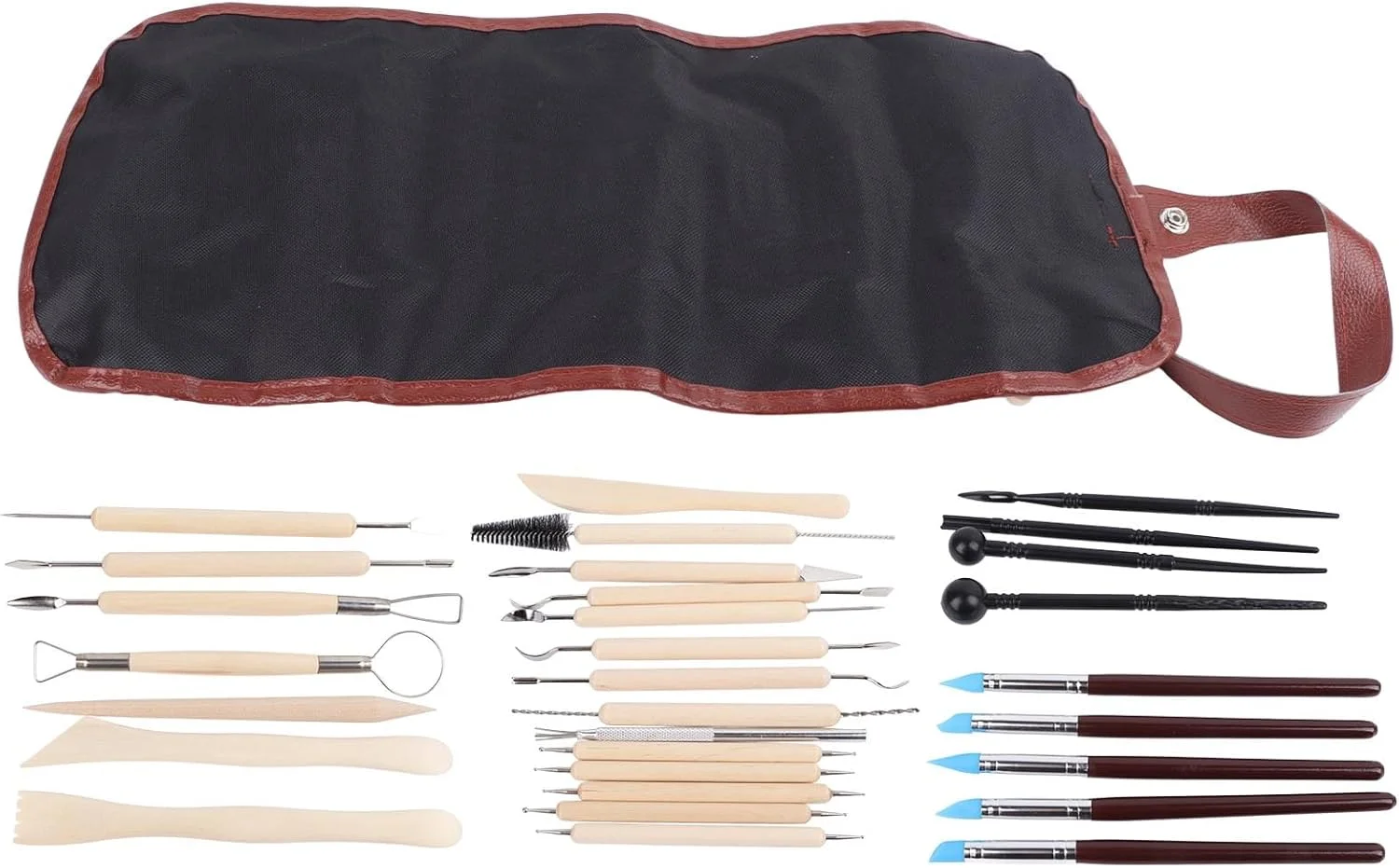 ابزار مجسمه سازی رسی DAUZ، 30 تکه ابزار رسی پلیمری چوبی فلزی پلاستیکی برای پروژه هنری ابزار مجسمه سازی رسی DAUZ، 30 تکه ابزار رسی پلیمری چوبی فلزی پلاستیکی برای پروژه هنری