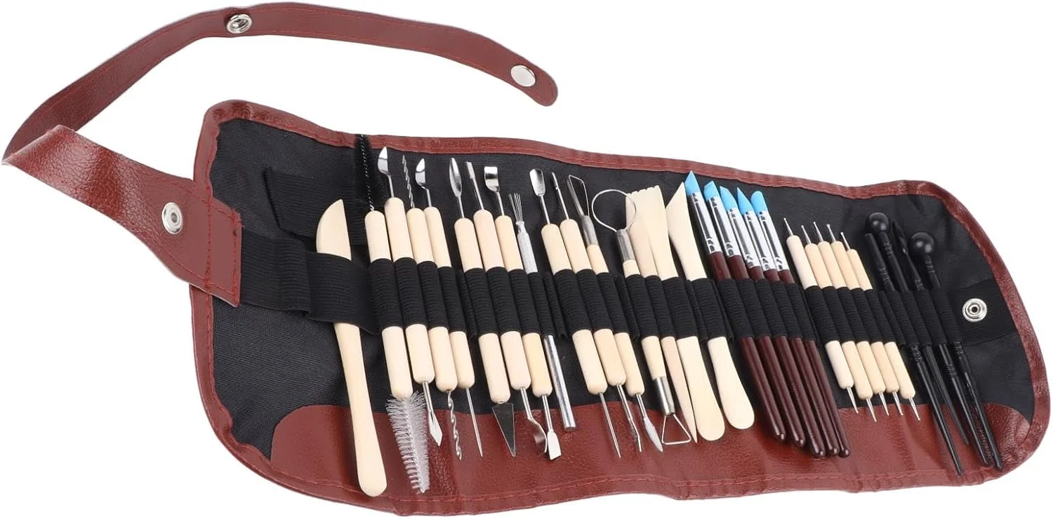 ابزار مجسمه سازی رسی DAUZ، 30 تکه ابزار رسی پلیمری چوبی فلزی پلاستیکی برای پروژه هنری