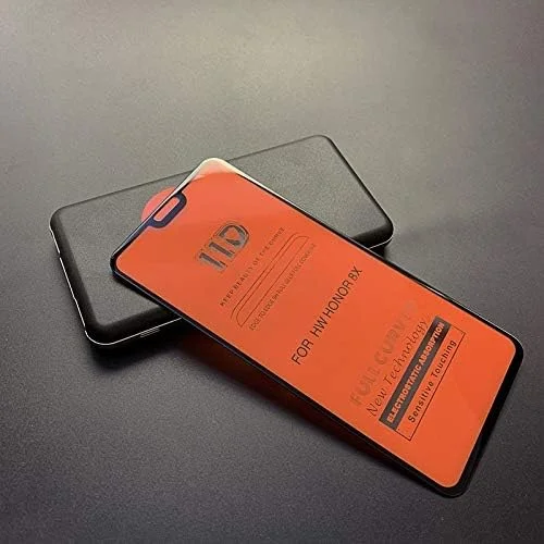 محافظ صفحه نمایش GHZHEGIZHUND ضد خش 11D HD چسب کامل، شیشه حرارت دیده منحنی کامل برای گوشی موبایل هوآوی Honor 8X (مشکی) لوازم جانبی موبایل (رنگ: مشکی)