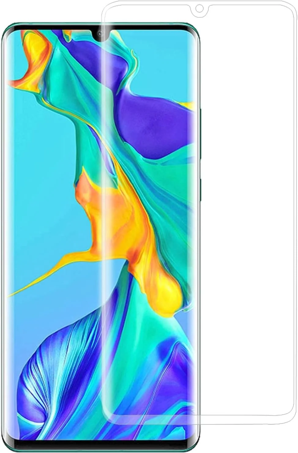 محافظ صفحه نمایش GHZHEGIZHUND چسب لبه فویل لبه منحنی سه بعدی فیلم شیشه ای حرارت دیده تمام صفحه برای تلفن های همراه Huawei P30 Pro (مشکی) لوازم جانبی تلفن همراه (رنگ: شفاف)