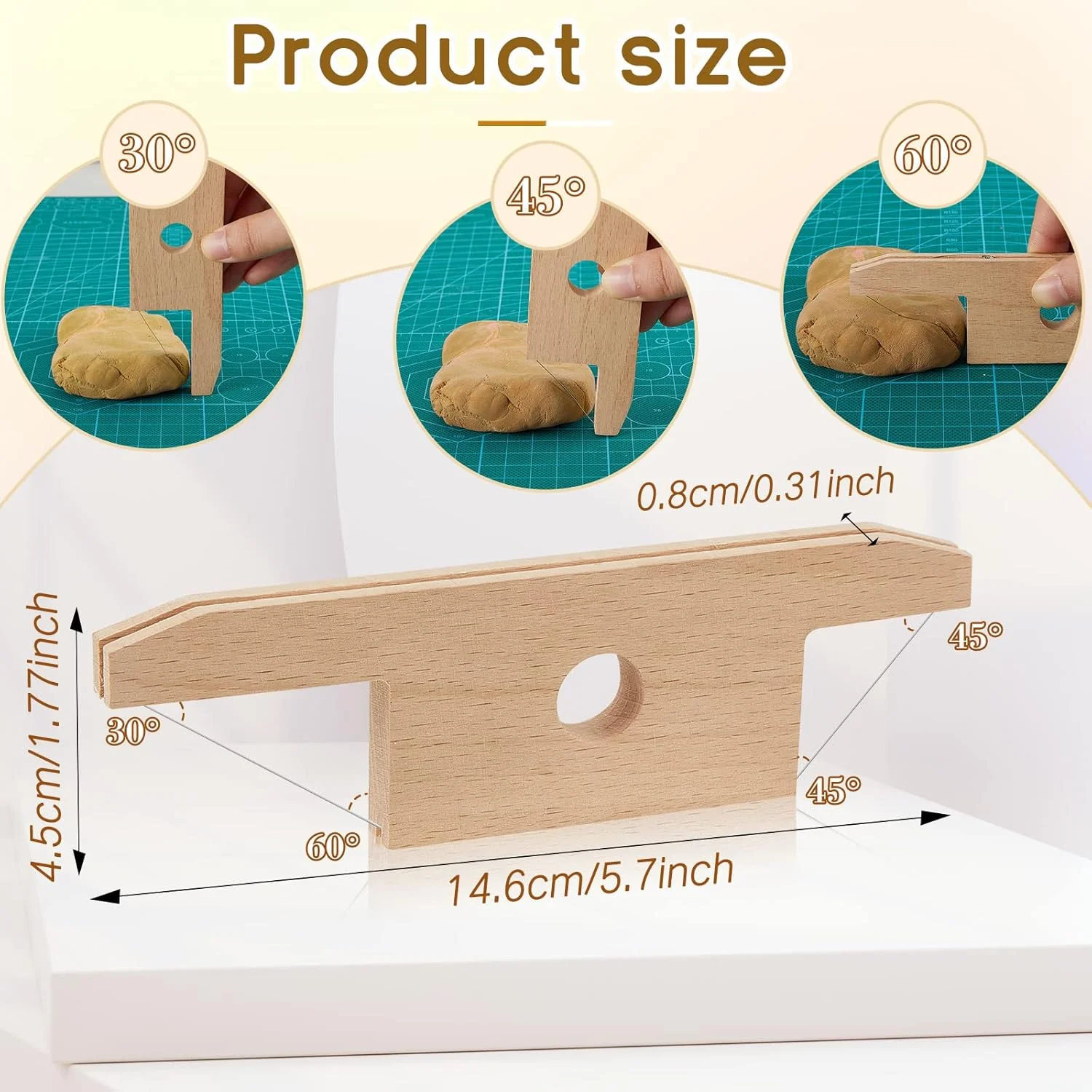 مجموعه 3 عددی ابزار سفالگری Amylove شامل سیم برش و چاقوی پرداخت لبه با دسته چوبی، مناسب برای برش و پرداخت لبه های سفال و مجسمه سازی با خمیر پلیمری