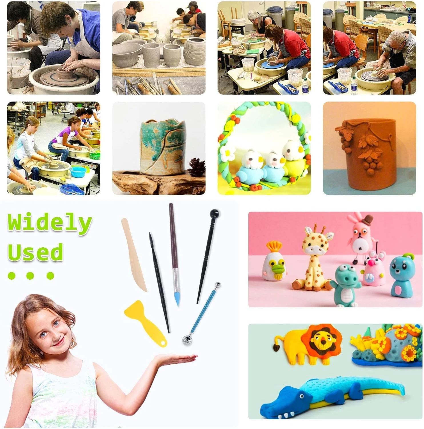 ابزار نقطه گذاری استایلس توپی DELFINO، مجموعه ابزار مجسمه سازی خمیر پلیمری برای سفالگری، مدل سازی، نقاشی روی سنگ، هنر ناخن و تزئین فوندانت کیک