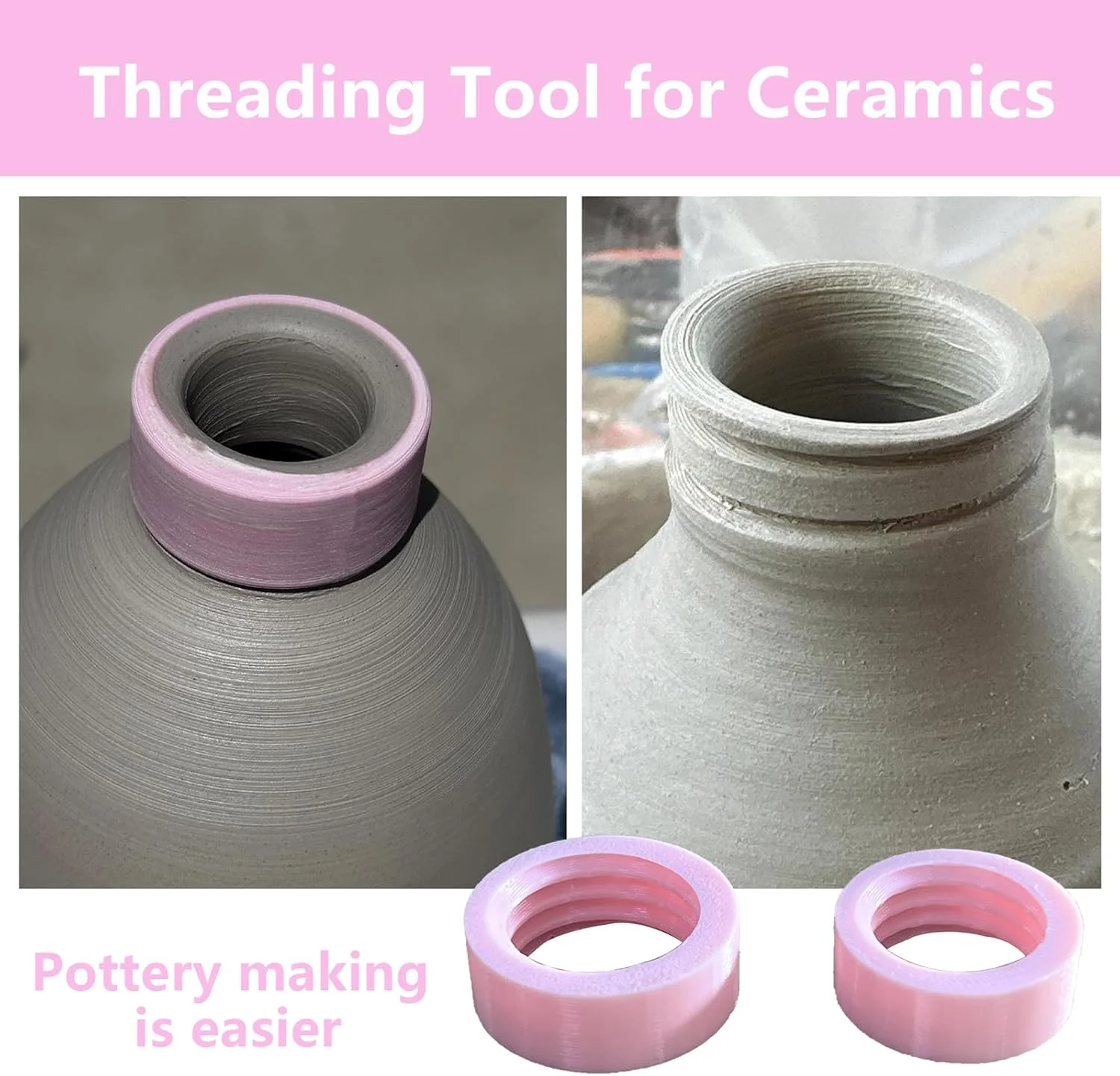 ابزار رزوه زنی سرامیک 2 عددی، نخ برش برای سفالگری، ابزار و لوازم سفالگری، رزوه پیچی برای جای مایع دستشویی سفالی