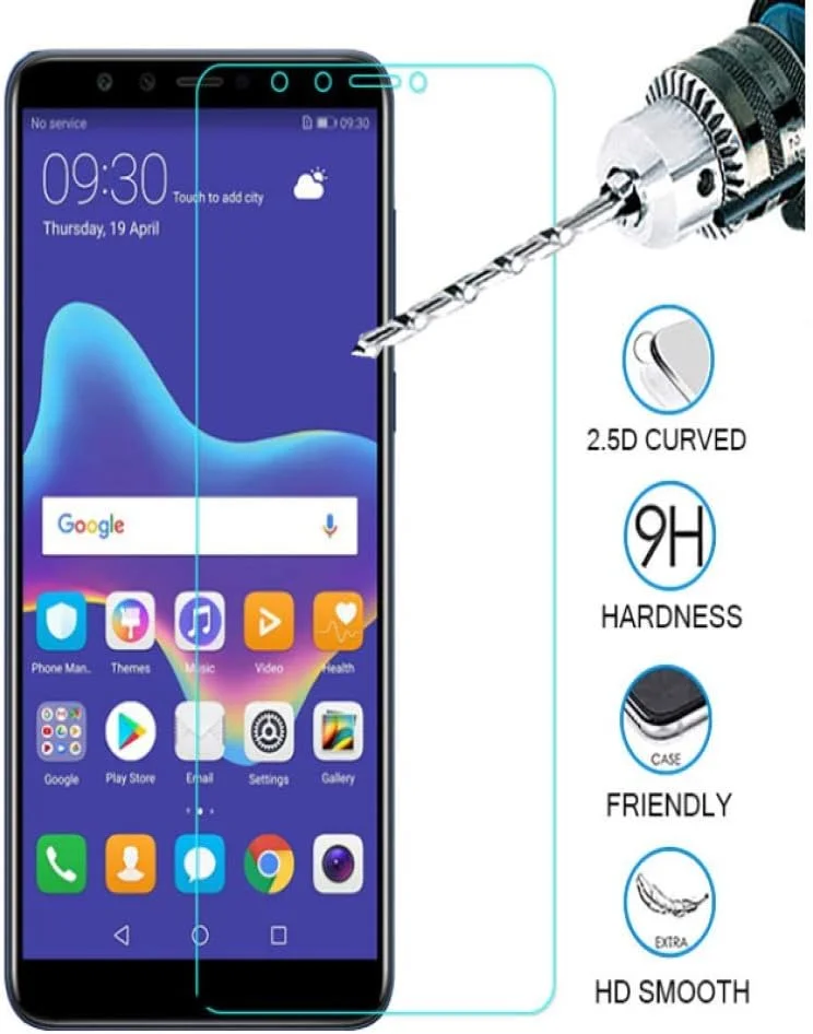 FHNLKFS محافظ صفحه نمایش شیشه ای حرارت دیده 9H برای گوشی هوشمند، مناسب برای Huawei Y9 2018 5.93