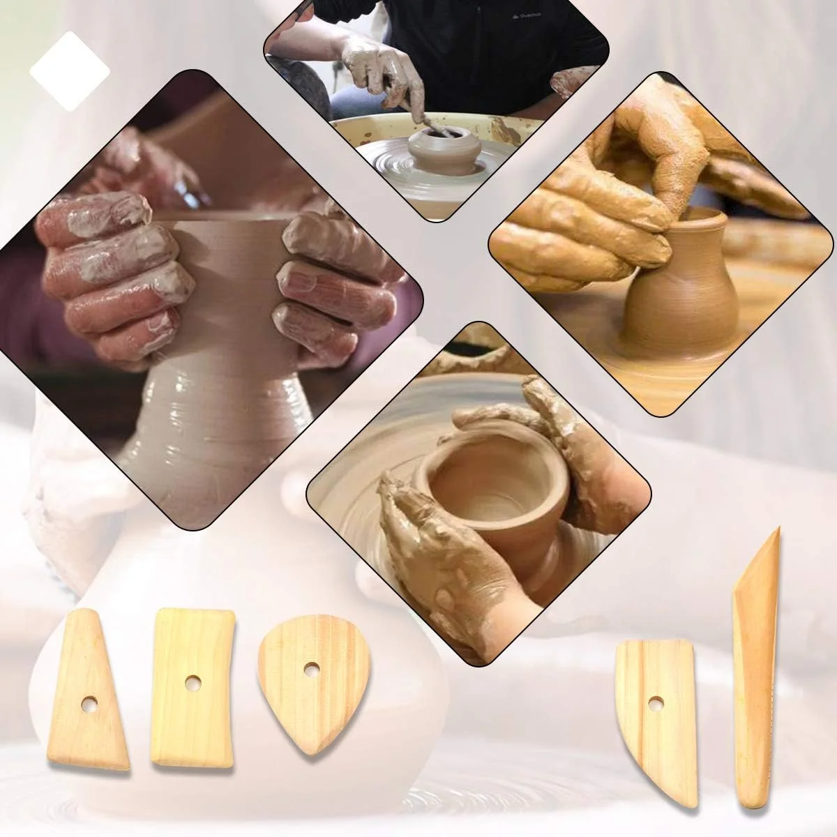مجموعه ابزار مدل سازی خاک رس Tuciyke، دنده سفالگری، مجموعه 15 عددی ابزار مدل سازی خاک رس چوبی با ابزار دنده سفالگری، کیت ابزار مجسمه سازی خاک رس سفالی برای حکاکی و مدل سازی سرامیک