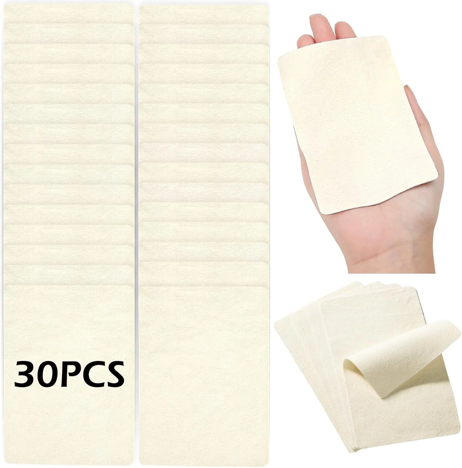 پارچه شمواه از پیش برش خورده MAPVOLUT، بسته 30 عددی، مناسب برای کیت ابزار سفالگری، شمواه فوق العاده نرم برای صاف کردن لبه ظروف سفالی، چرخ سفالگری کوچک سرامیکی، اسفنج، خفاش، مهر برای ابزار پرداخت خاک رس (8.12 در 12.01 سانتی متر)