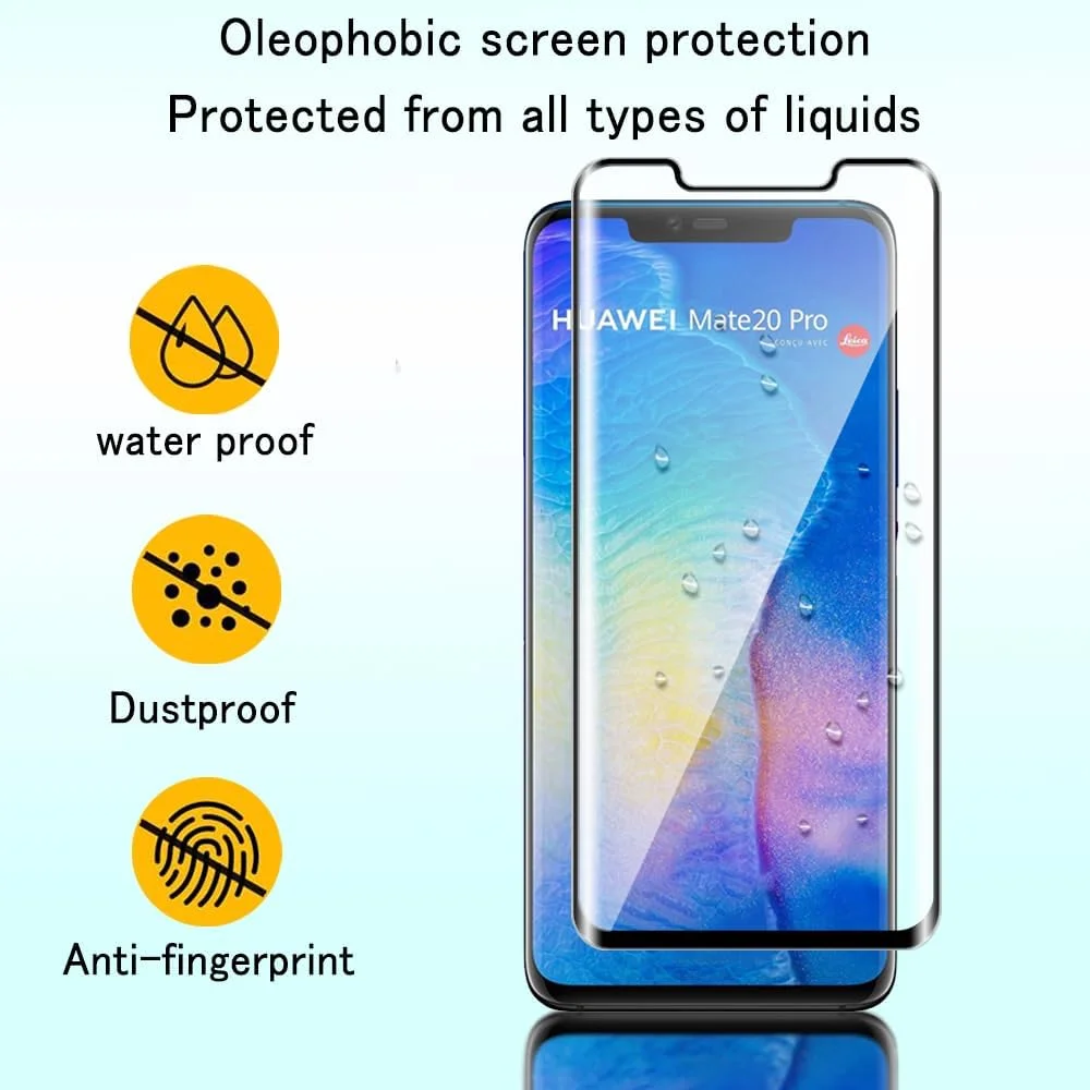 بسته 3 عددی محافظ صفحه نمایش Tzstz برای Huawei Mate20 Pro، پوشش کامل سه بعدی، سختی 9H، ضد خش، محافظ صفحه نمایش شیشه ای حرارت دیده Huawei Mate20 Pro