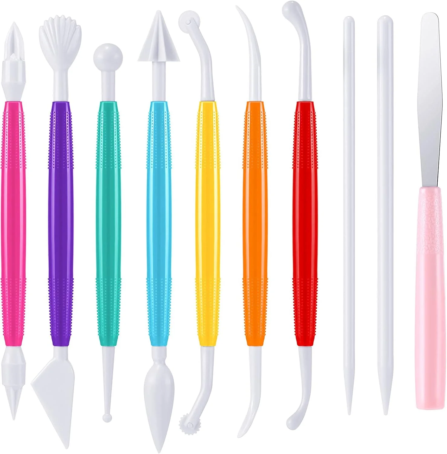 ابزار مجسمه سازی خمیر پلاستیکی Outus، ابزار سفالگری، ابزار مدل سازی خمیر، ابزار سرامیکی دو سر، ابزار تزئین کیک برای صنایع دستی، شکل دهی و مجسمه سازی DIY، رنگ های متنوع (20 عدد)