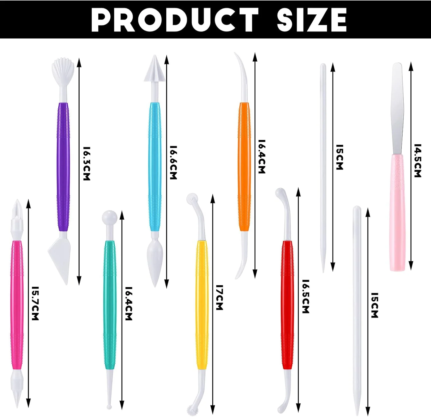 ابزار مجسمه سازی خمیر پلاستیکی Outus، ابزار سفالگری، ابزار مدل سازی خمیر، ابزار سرامیکی دو سر، ابزار تزئین کیک برای صنایع دستی، شکل دهی و مجسمه سازی DIY، رنگ های متنوع (20 عدد)