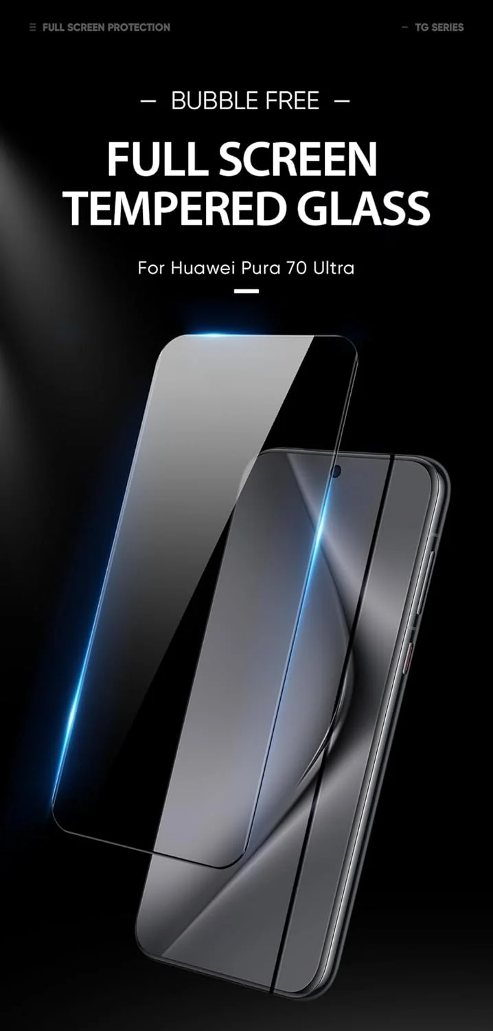 محافظ صفحه نمایش شیشه ای خمیده DUX DUCIS طراحی شده برای Huawei Pura 70 Ultra، شیشه آلومینیوم-سیلیکون با ضخامت 0.33 میلی متر، ضد جاسوسی - مشکی (تک عددی)