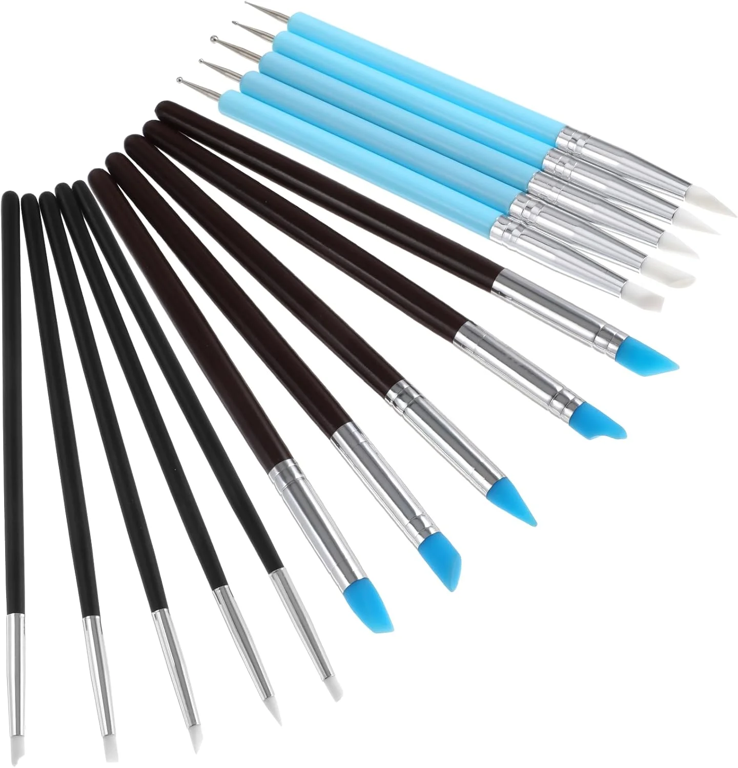 ابزار مجسمه سازی سیلیکونی 15 عددی، ابزار مجسمه سازی خاک رس سیلیکونی، ابزار سفالگری، ابزار نقطه گذاری مدل سازی، ابزار پاک کننده مدل سازی شکل دهی خاک رس، ابزار برجسته سازی برای صنایع دستی DIY