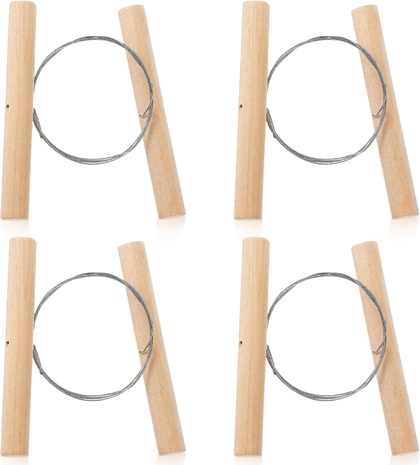 4 Pcs Clay Cutters, Pottery Wire Tools Wire Cheese Cutter Clay Tools Pottery Trimming Tool Clays Accessories for Ceramics Tool Earthenware Clays Sculpting Plasticine Dough Mud Line (Wood Color)