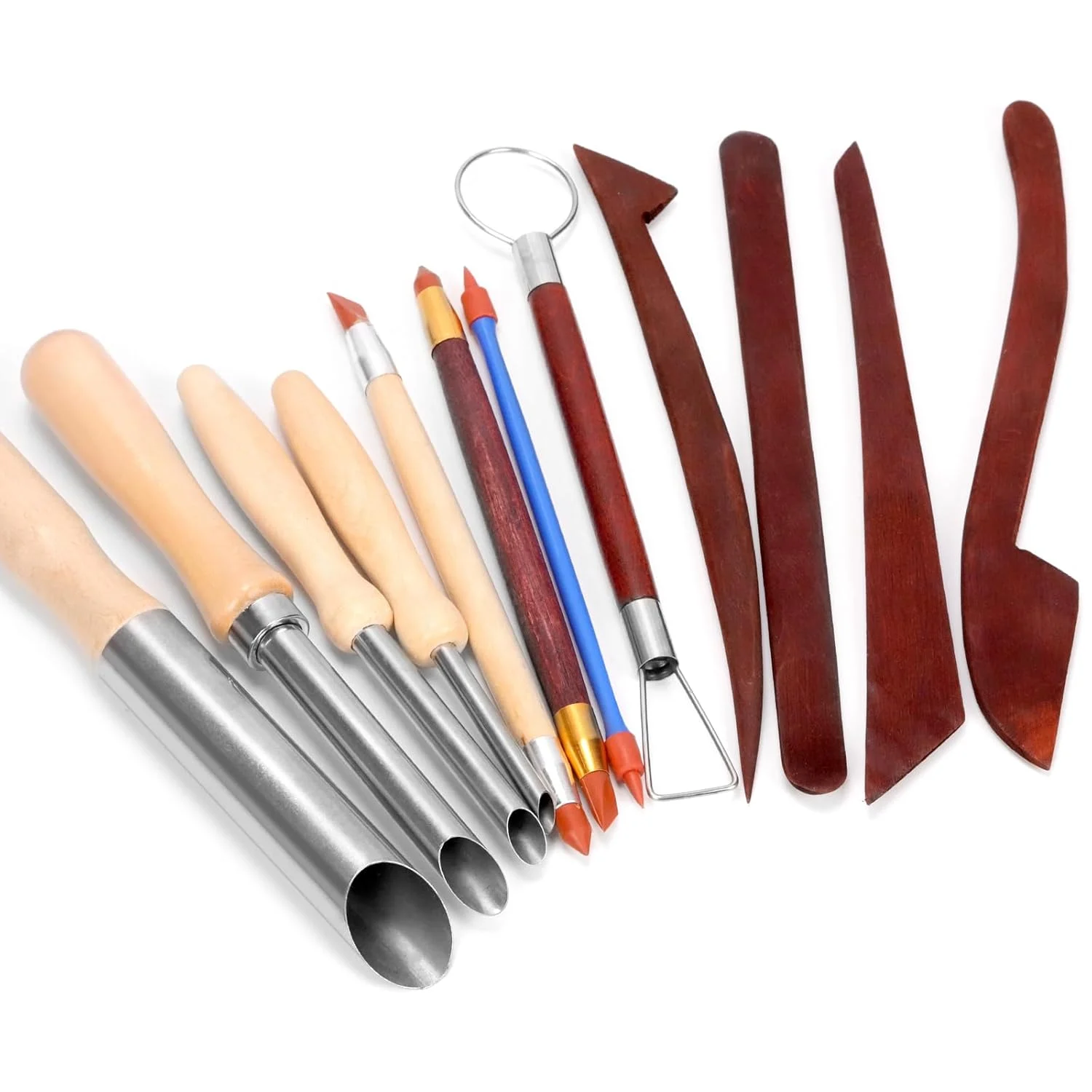 Tanstic 12Pcs Pottery Tool Set Clay Sculpting Tools Set Clay Hole Cutters Clay Sculpting Tools Clay Rubber Pen for Pottery Clay Sculpture