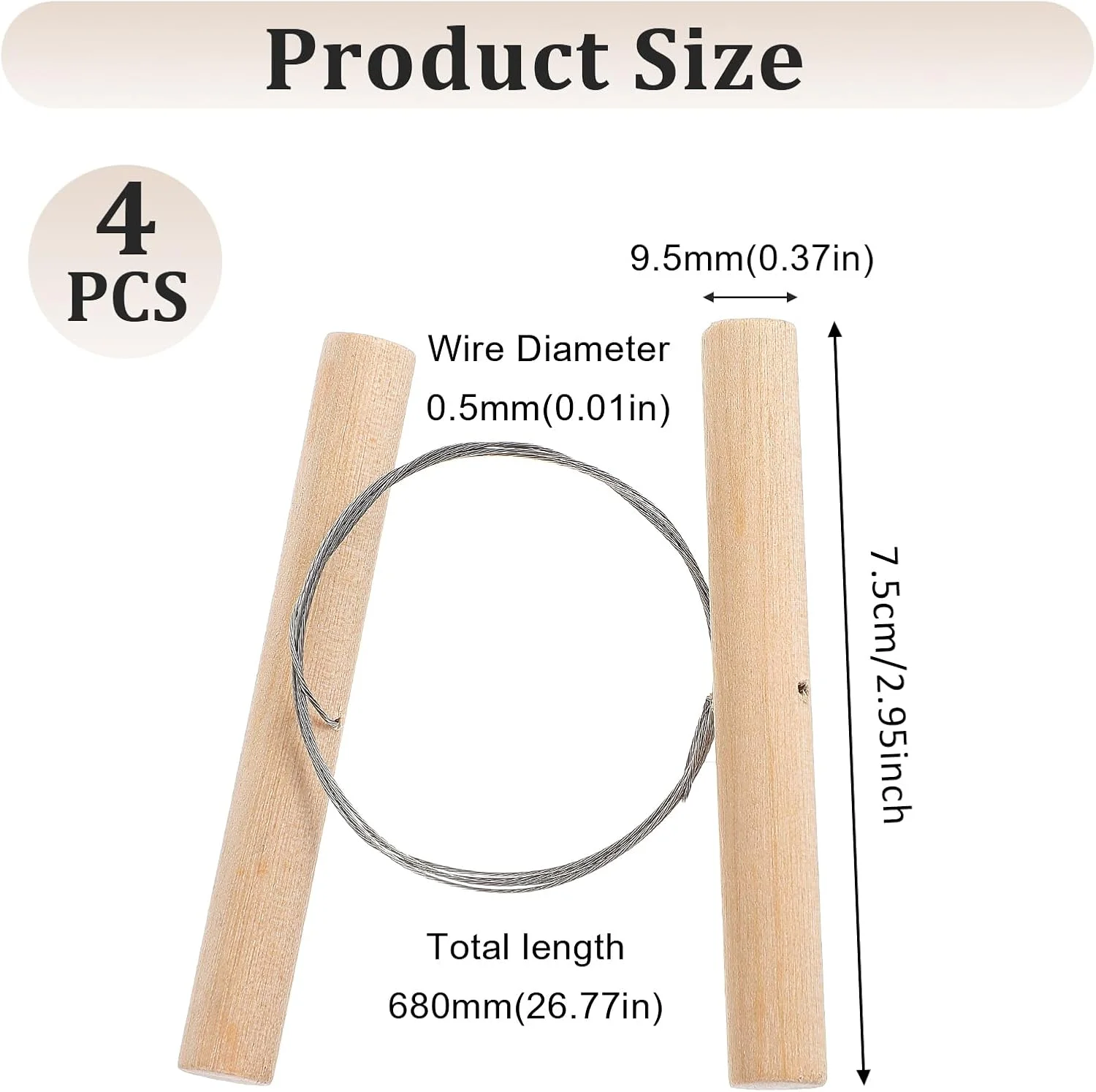 4 Pcs Clay Cutters, Pottery Wire Tools Wire Cheese Cutter Clay Tools Pottery Trimming Tool Clays Accessories for Ceramics Tool Earthenware Clays Sculpting Plasticine Dough Mud Line (Wood Color)