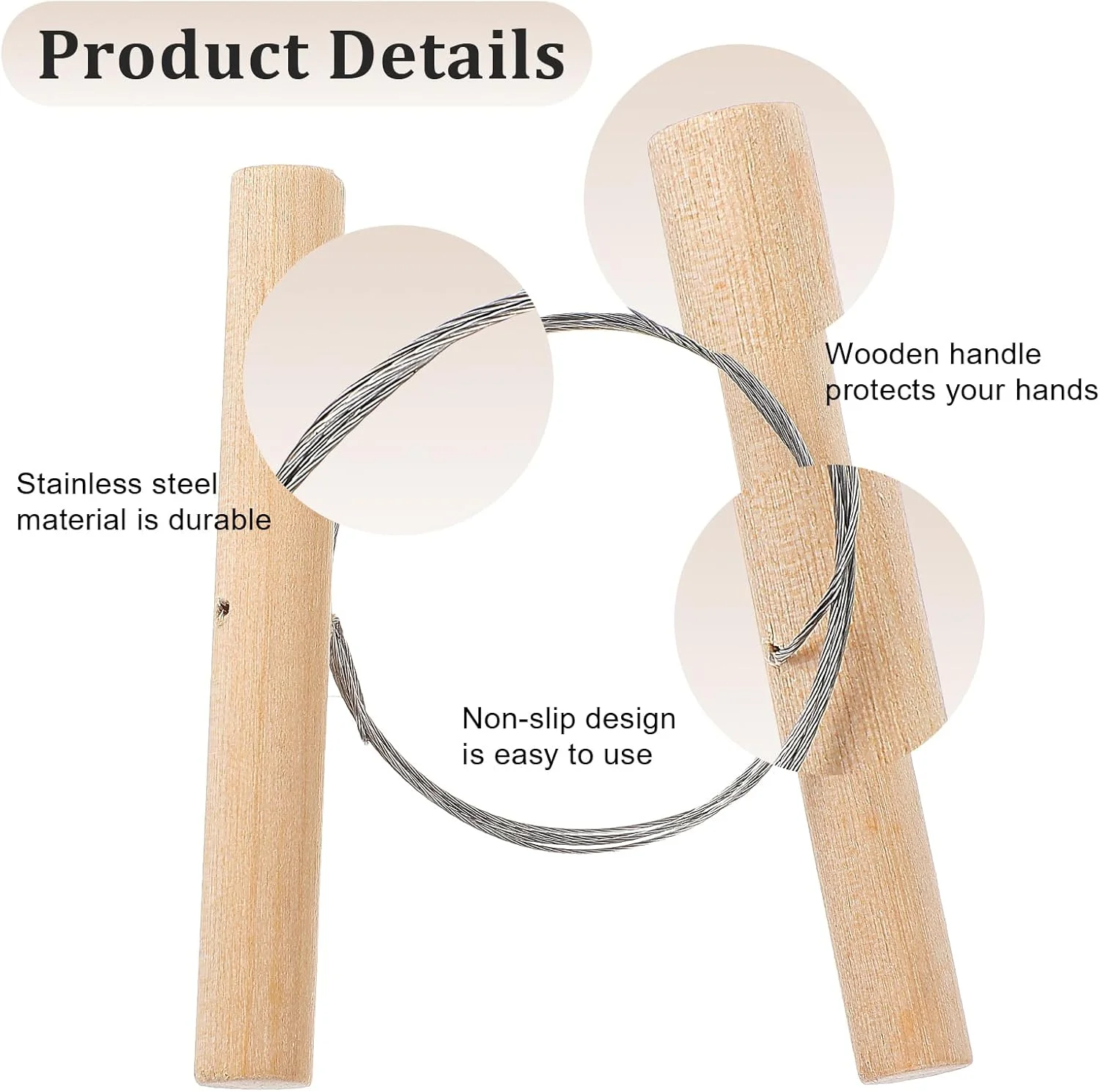 4 Pcs Clay Cutters, Pottery Wire Tools Wire Cheese Cutter Clay Tools Pottery Trimming Tool Clays Accessories for Ceramics Tool Earthenware Clays Sculpting Plasticine Dough Mud Line (Wood Color)