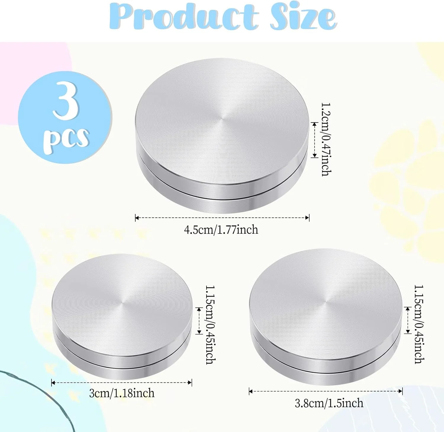 ست 3 عددی ابزار پرداخت سفالگری، ابزار چرخ سرامیکی نقره ای، 1 ست 30mm/38mm/45mm ابزار پرداخت چرخان خاک رس سرامیکی، ابزار و لوازم پرداخت سفالگری برای هنرمندان خاک رس