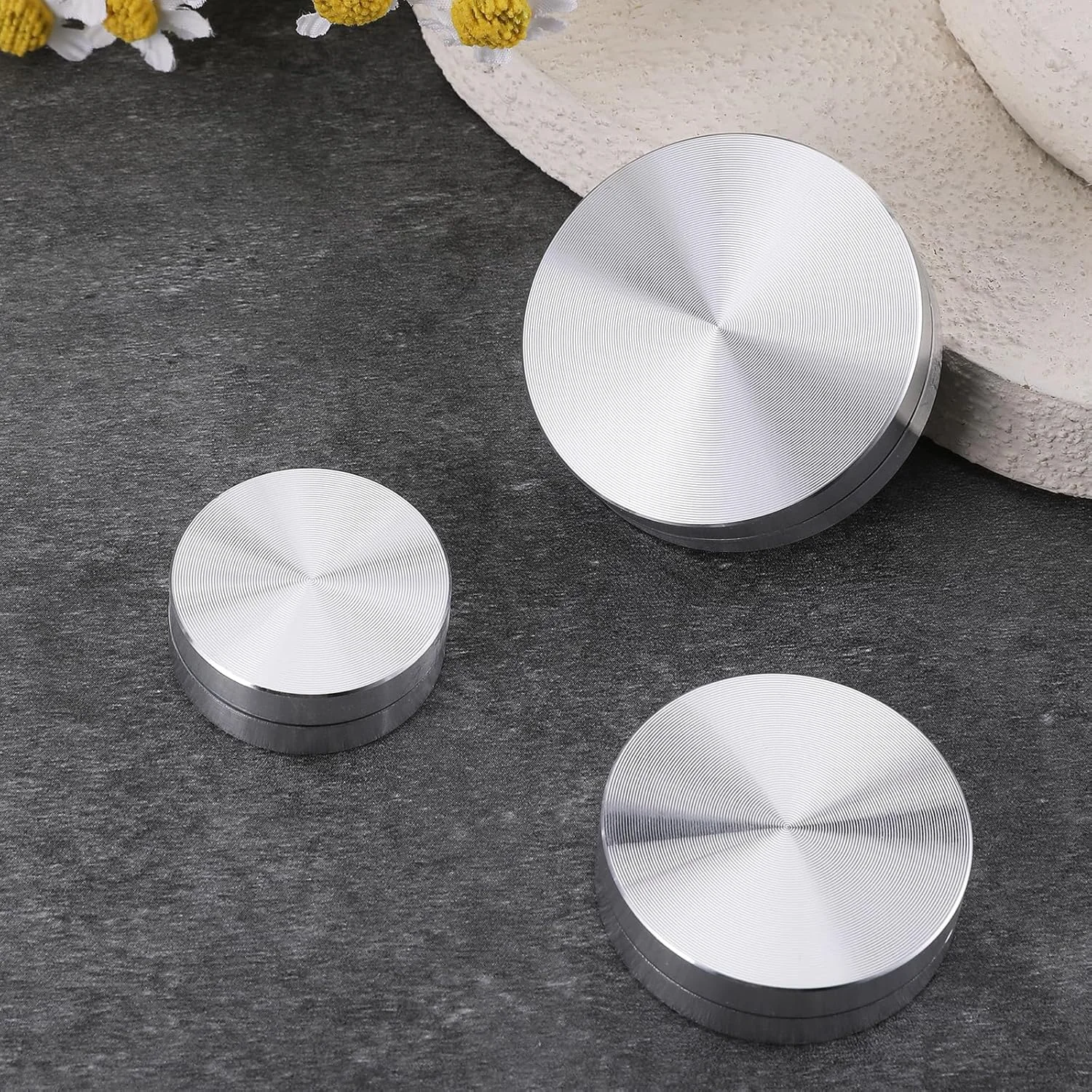 ست 3 عددی ابزار پرداخت سفالگری، ابزار چرخ سرامیکی نقره ای، 1 ست 30mm/38mm/45mm ابزار پرداخت چرخان خاک رس سرامیکی، ابزار و لوازم پرداخت سفالگری برای هنرمندان خاک رس