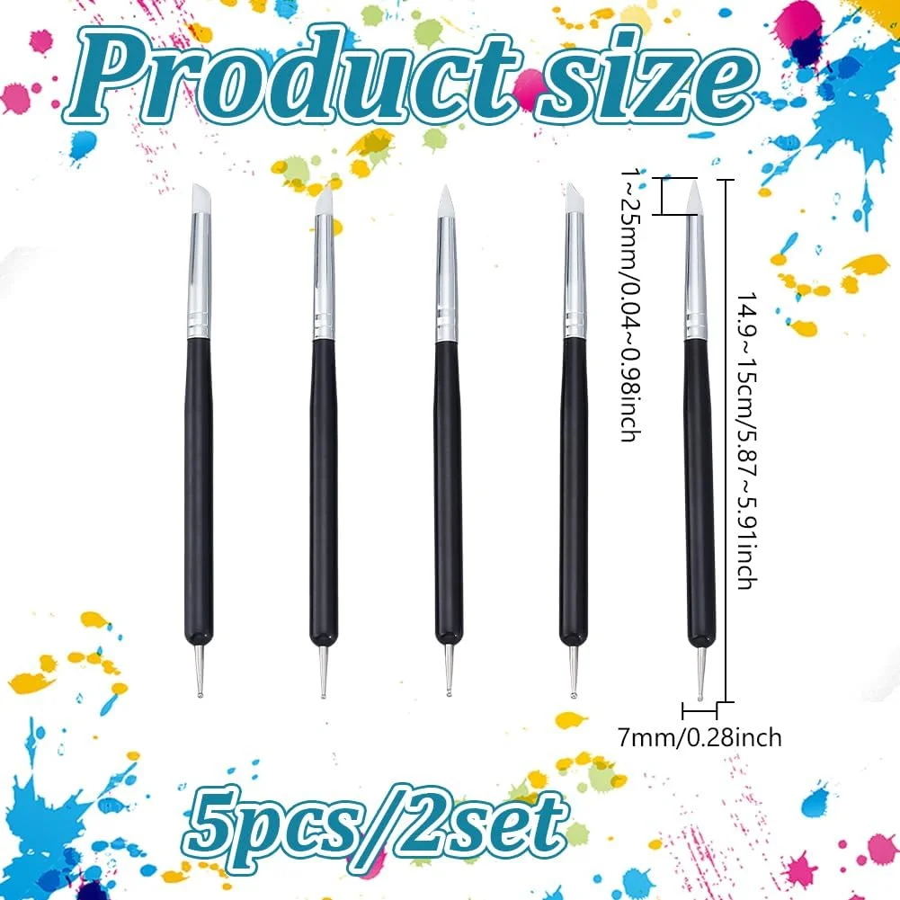 یونی کرافت تیل 10 عددی ابزار مجسمه سازی خاک رس، ابزار خاک رس پلیمری سیلیکونی مشکی، قلم مدل سازی با نوک لاستیکی نرم، مجموعه ابزار حکاکی خاک رس برای مجسمه سازی سفال، تزئینات فوندانت کیک