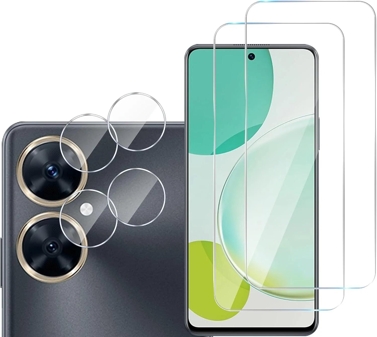 محافظ صفحه نمایش و لنز دوربین شیشه ای تمپر شده GMUJIAO (2+2 عددی) سازگار با Huawei nova 11i، سختی 9H [مقاوم در برابر خراش]