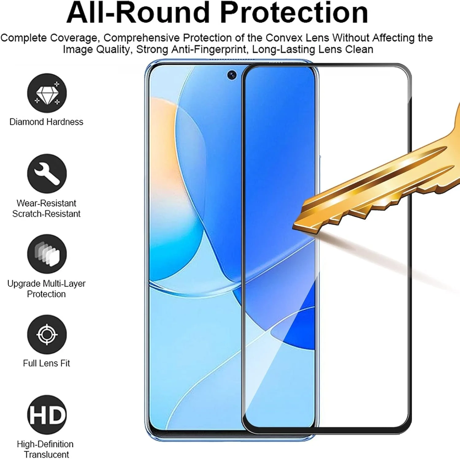 محافظ صفحه نمایش شیشه ای حرارت دیده Muzz برای نوا 9 SE (مشکی) محافظت کامل از صفحه نمایش با نصب آسان برای هوآوی نوا 9 SE