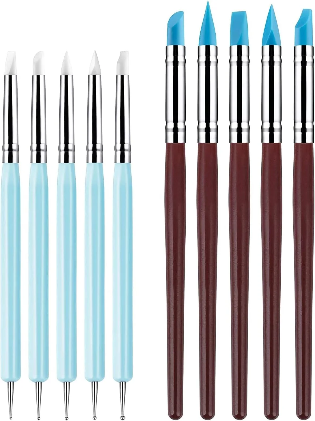 ابزار مجسمه‌سازی خمیر سیلیکونی KASTWAVE، 10 عددی، ابزار نقطه گذاری مدل‌سازی و مناسب برای صنایع دستی سفالی